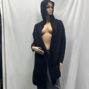 Forever 21 Black Knit Hoodie Cardigan
